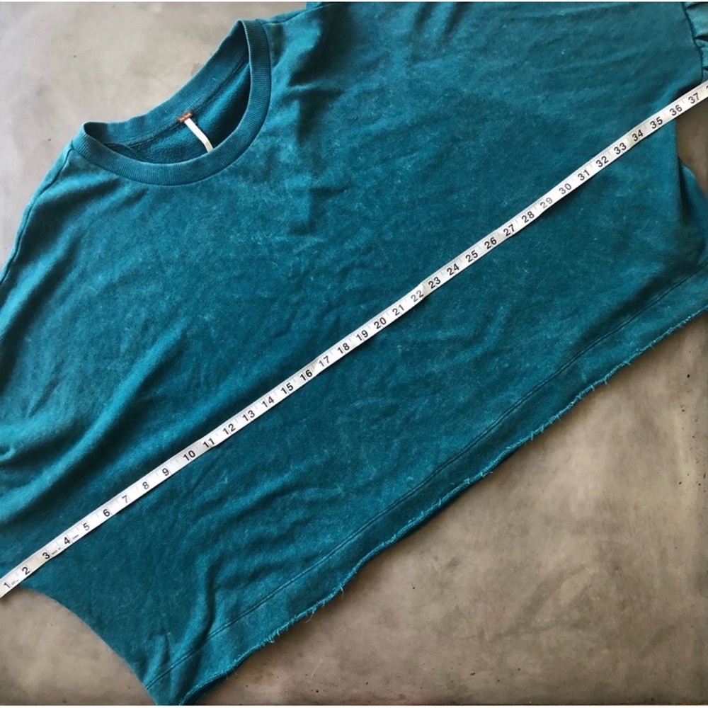 Free People Sleeves Glorious Sleeves Pullover Teal Velvet Sleeve Sweater NWT XS - Picture 9 of 14
